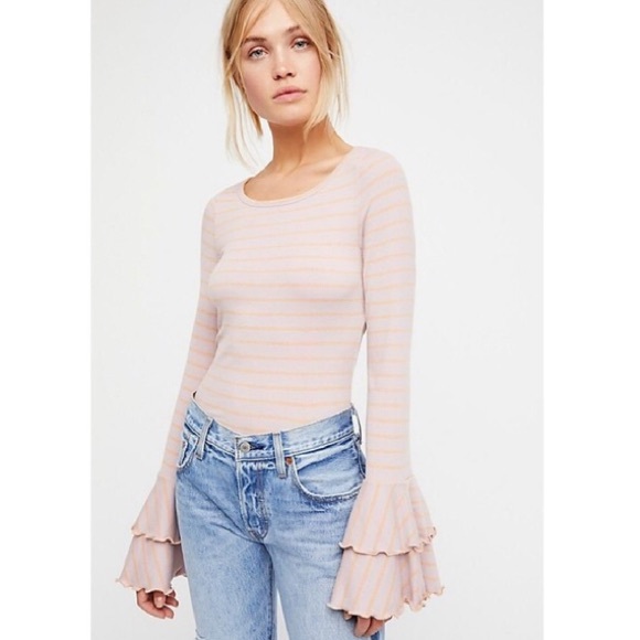 Free People Tops - NWT Free People Bell Ruffles Long Sleeve Top M
